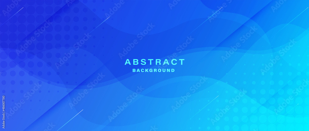 Poster gradient blue background with halftone memphis style. modern banner template vector.