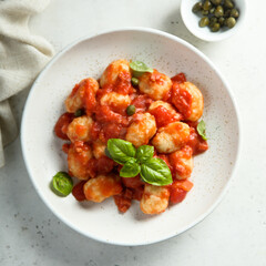 Homemade gnocchi with tomato sauce