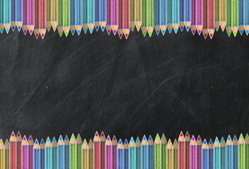 blackboard. Hand writing with chalk,message concept written by chalk,Crayon,color