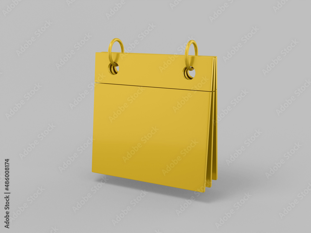 Poster golden mono color desk calendar on gray solid background. minimalistic design object. 3d rendering i
