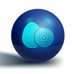 Blue Kiwi fruit icon isolated on white background. Blue circle button. Vector