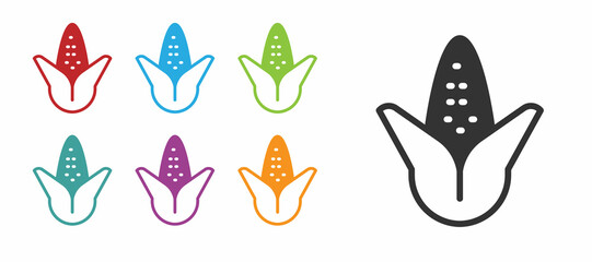 Black Corn icon isolated on white background. Set icons colorful. Vector