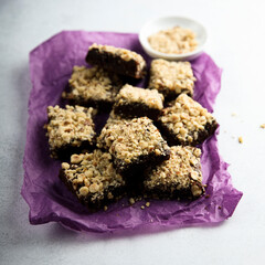 Traditional homemade brownies with nuts