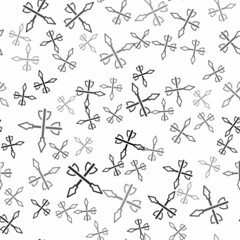 Black Medieval arrows icon isolated seamless pattern on white background. Medieval weapon. Vector
