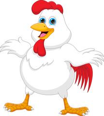 cute chicken waving cartoon