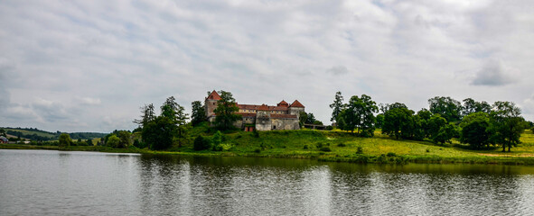 Obraz premium View to ancient castle in Svirzh, Ukraine