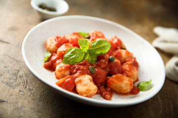 Homemade gnocchi with tomato sauce