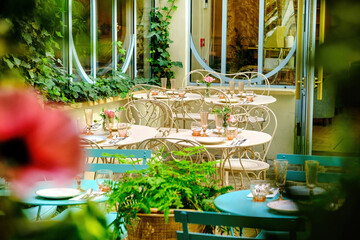 Patio of a French restaurant - 486010337
