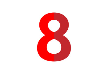 Red number eight. Vector graphics