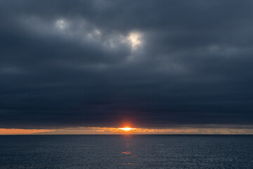 Gloomy autumn dawn on Lake Baikal