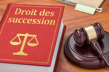 A law book with a gavel - Law of succession in french - Droit des succession