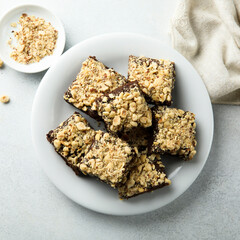 Traditional homemade brownies with nuts