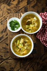 Homemade vegetable soup with millet