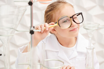 funny girl in school lab