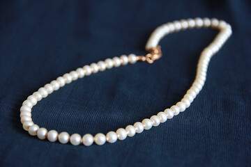 Fototapeta na wymiar women's jewelry white pearl necklace