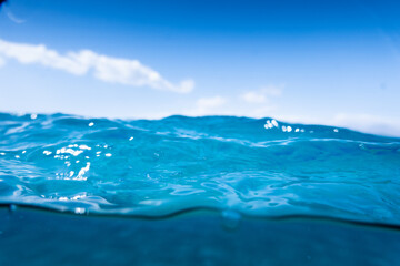 Clear blue water in ocean