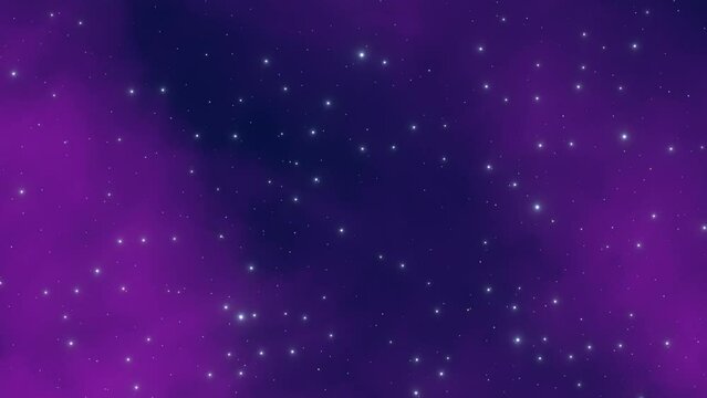 Violet starry night sky turns around seamless background loop 3d animation. Dark romantic loopable backdrop