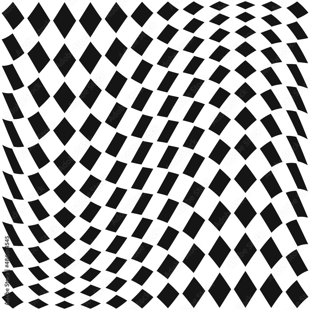 Poster checkered black diamonds. vector simple wavy pattern.