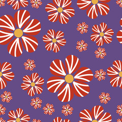 Floral seamless pattern in retro style. Modern print for fabric, textiles, wrapping paper. Vector illustration