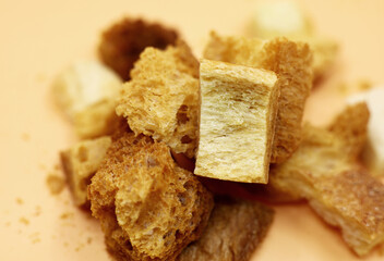 close-up homemade dry bread crumbs