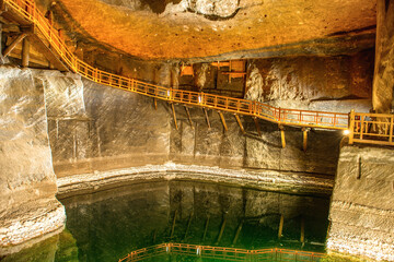 Underground staircase and salt lake