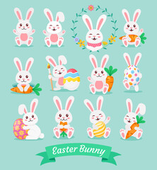 Easter bunny rabbit vector illustrations
