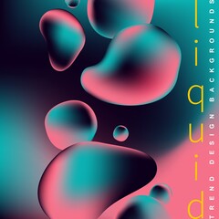 Liquid holographic gradient neon vector illustration. Abstract background in dark neon color.