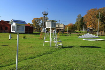 Meteorological observatory garden with many measuring devices