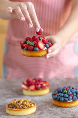 Cake with berries, delicious tartlet. High quality photo