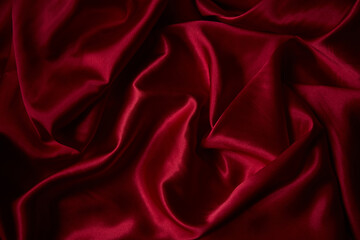 Beautiful draped silk fabric in red.