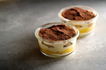 Tiramisu. Dessert with cream for breakfast. High quality photo