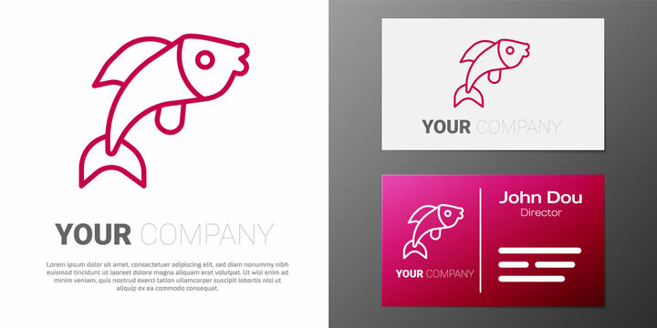 Logotype line Fish icon isolated on white background. Logo design template element. Vector
