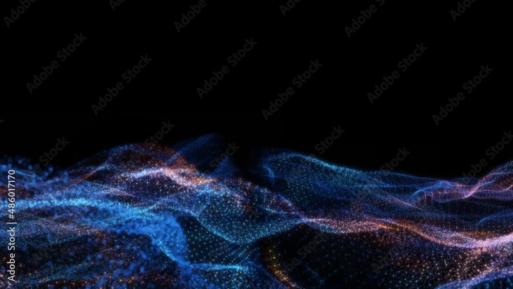 Poster abstract particle waves with depth of field effect
