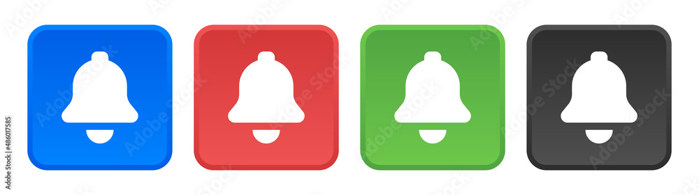 Poster notification bell button icon in graphic design. alarm symbol for web.