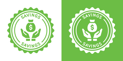 Savings seal icon in graphic design. Saving money icon vector illustration.