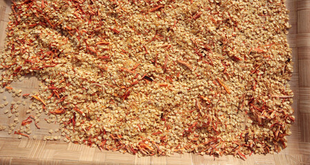 dried red pepper seeds for planting in soil