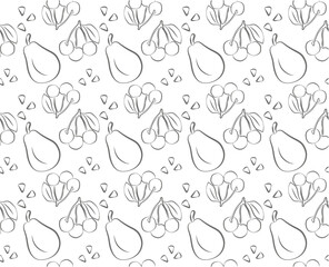seamless pattern with pears and cherry, vector illustration
