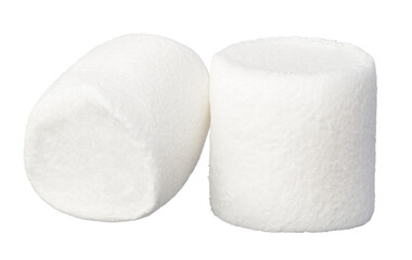 Heap of delicious marshmallows isolated on white background