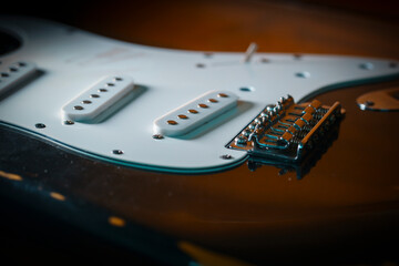 black electric guitar maintenance fret leveling