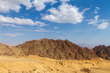 Fototapeta na wymiar A view of Mt. Solomon in the Eilat mountains in the south of Israel.