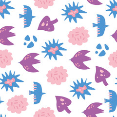 Seamless vector pattern fith flowers. Floral illustration