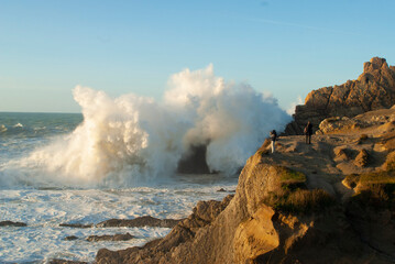 Storm of the Cantabrian Sea on the coast of the community of Cantabria, Spain