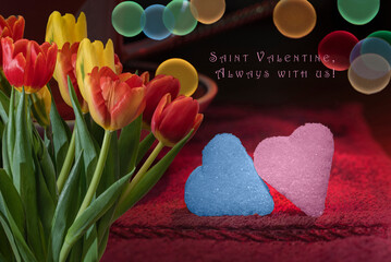 Two small pieces of sugar in the form of hearts