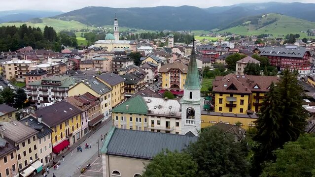 Aerial view of Asiago center - Vicenza, Veneto, Italy - Drone