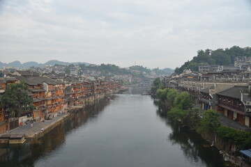 Fototapeta na wymiar River scenery in Fenghuang ancient town, Hunan Province, China