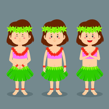 Hawaiian Character with Various Expression