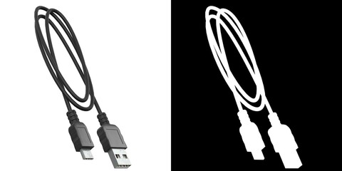 3D rendering illustration of a usb cable