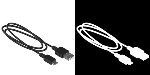 3D rendering illustration of a usb cable - obrazy, fototapety, plakaty