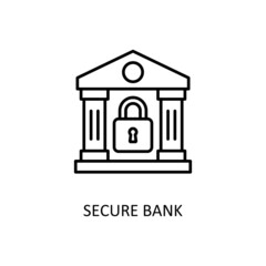 Secure Bank Vector Outline Icon Design illustration. Banking and Payment Symbol on White background EPS 10 File