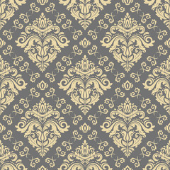 Orient vector classic pattern. Seamless abstract background with vintage elements. Orient gray and yellow pattern. Ornament for wallpapers and packaging